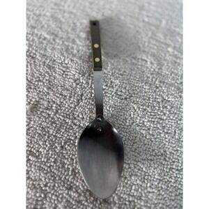 Vintage Household Stainless Steel Serving Spoon USA Brown‎ Riveted Handle 11.5"